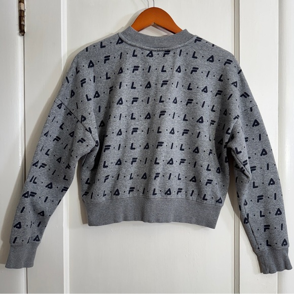 Women’s FILA All Over Logo Cropped Crew Neck Sweatshirt - Picture 2 of 3